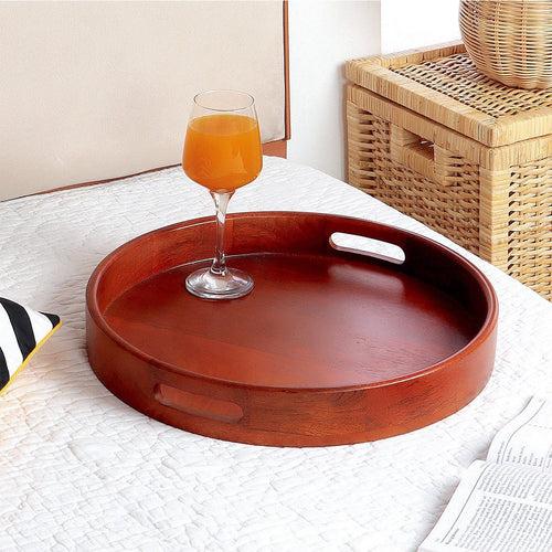 Classic Round Serving Wooden Tray (Large, 16 Inch)