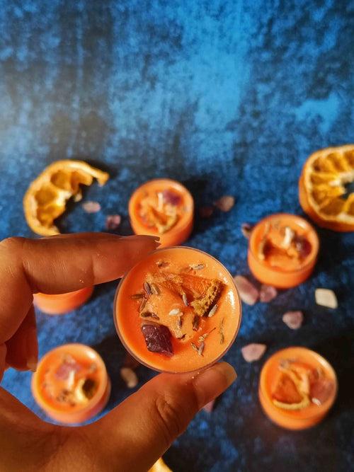 Crystal & Orange Tealight- Set of 6 (Cinnamon Orange)