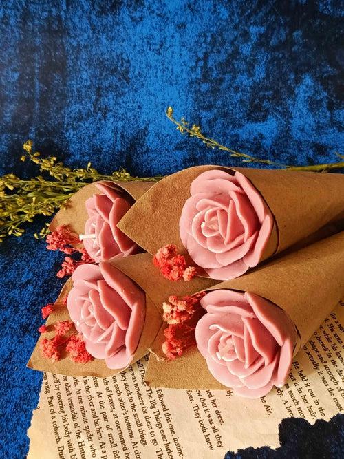 Nude Rose Soywax Candle Flower Bouquet (Sweet Patchouli)