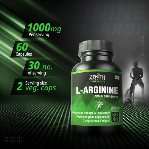 Zenith Sports L-Arginine - 1000mg per serving of 2 caps - 60 capsules