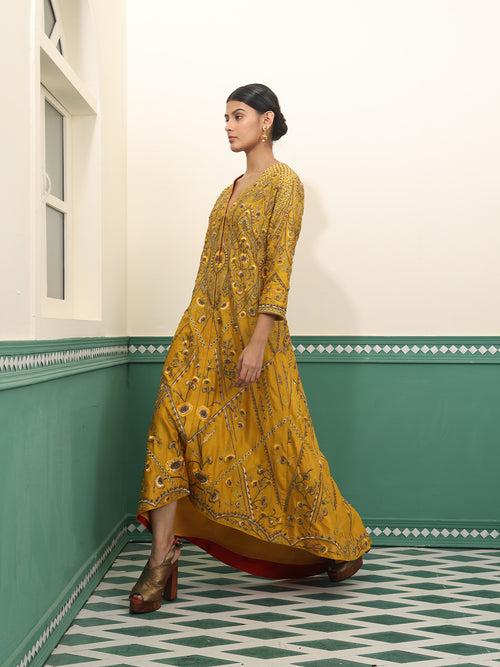 Chanderi silk kurta with high low hemline