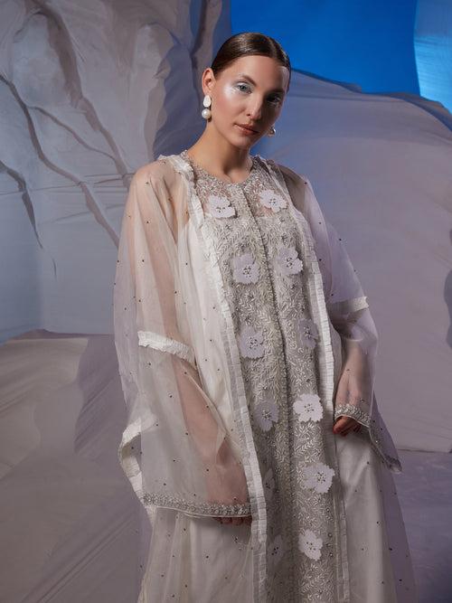 Organza front open kaftan