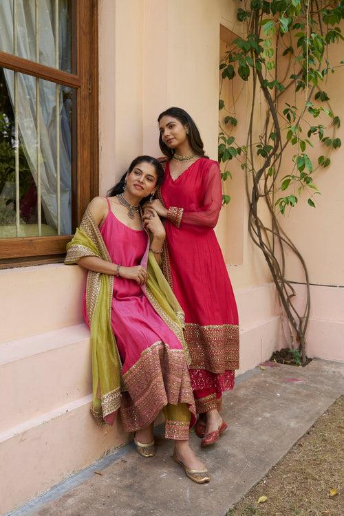 kikli pink-set of 3 (kurta, pant & dupatta)