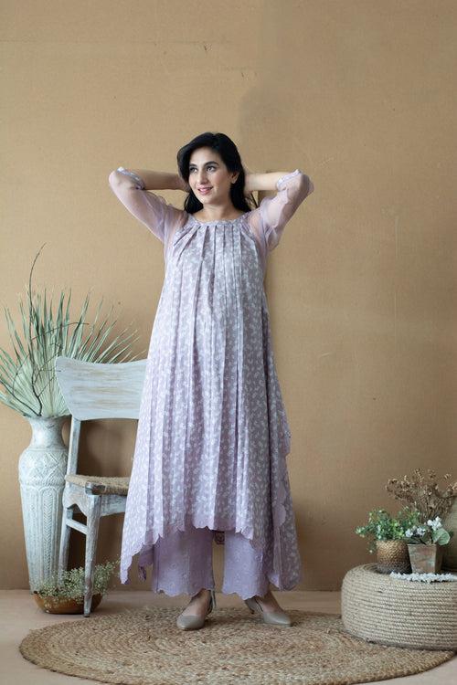 LILAC MUSK PLEATED KURTA WITH PANTS