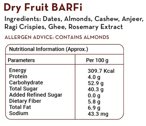 Dry-Fruit Date Bars | No Refined Sugar – 100% Natural | Anjeer, Dates, Badam & Cashews | DESi Meetha – 200 Gms