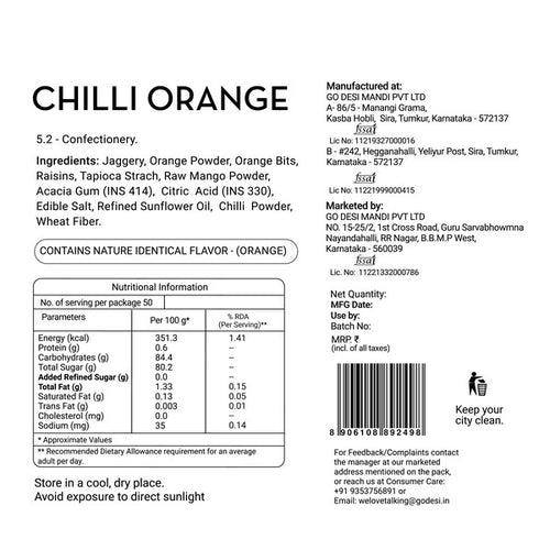 Chilli Orange Popz Bitz |100% Natural - Orange & Jaggery | Hand-made | 50 PCS -400 gms