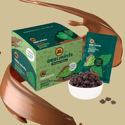 Choco Meetha Paan | 100% Natural Refreshment | Choco coated mints | Box of 20 Sachets