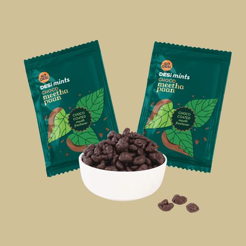 Choco Meetha Paan | 100% Natural Refreshment | Choco coated mints | Box of 20 Sachets