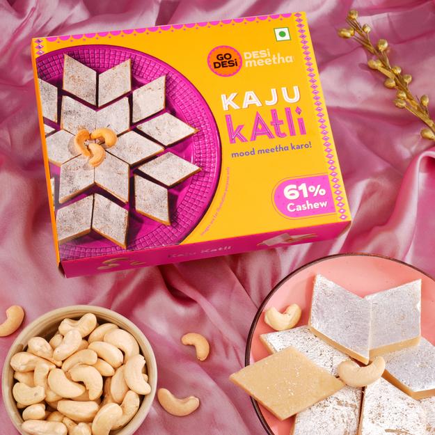 Premium Kaju Katli | 61% Cashews- Desi Meetha | Classic Sweets | Rich Indian Mithai - 200g