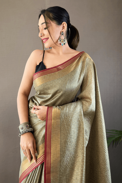 Vaidehi - Metallic Olive (SAREE)