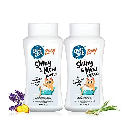 Zoey Cat & Kittens Shampoo for All Breeds | Shiny & Mew 200ml Sulphate Free | Pack of 2 | Soothes Itchy Skin, Natural Deodorizer, Natural Tick & Flea Repellent | Cleanses & Nourishes