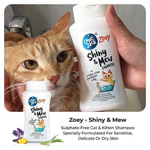 Zoey Cat & Kittens Shampoo for All Breeds | Shiny & Mew 200ml Sulphate Free | Pack of 2 | Soothes Itchy Skin, Natural Deodorizer, Natural Tick & Flea Repellent | Cleanses & Nourishes