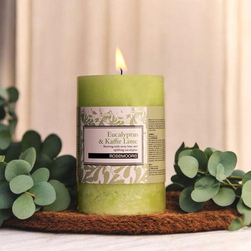 Rosemoore Eucalyptus & Kaffir Lime Scented Pillar Candle 3x5 Inches