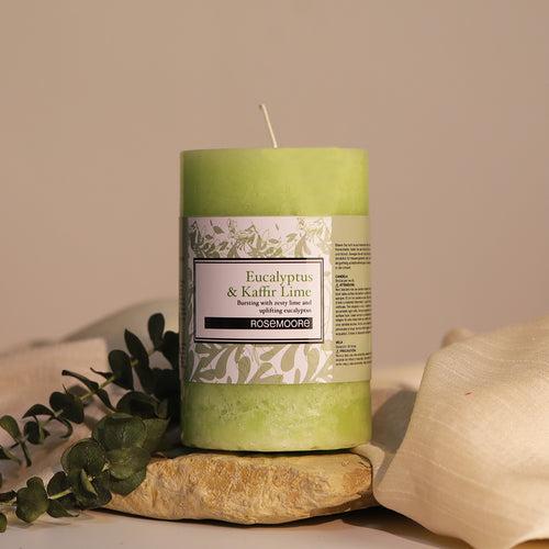 Rosemoore Eucalyptus & Kaffir Lime Scented Pillar Candle 3x5 Inches