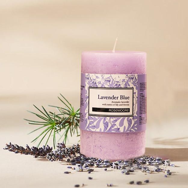 Rosemoore Lavender Blue Scented Pillar Candle 3x5 Inches