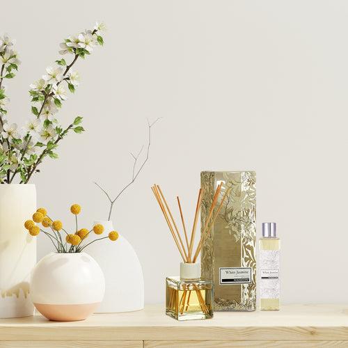 Rosemoore White Jasmine Scented Reed Diffuser & Refill Oil Combo
