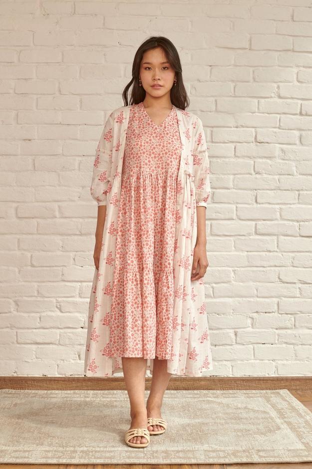 Peach Flora Dress