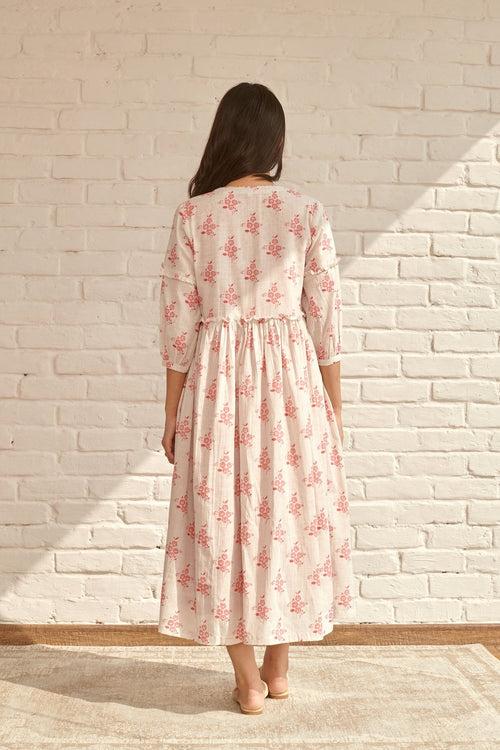 Peach Flora Dress