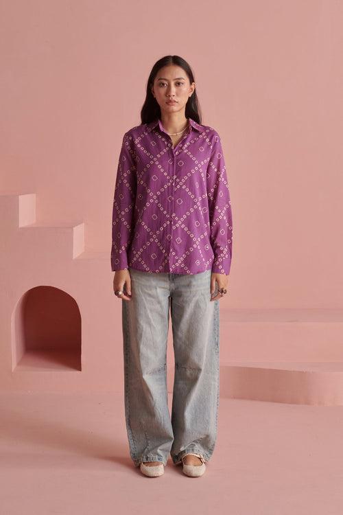 Purple Bandhej Shirt