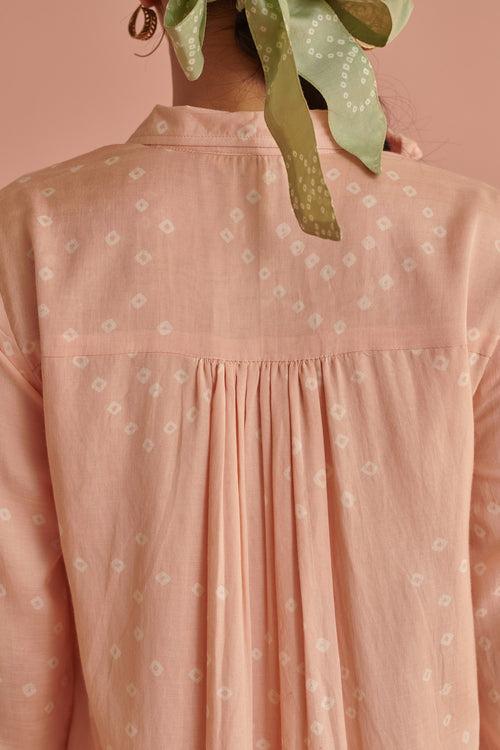 Peach Bandhej Shirt Dress