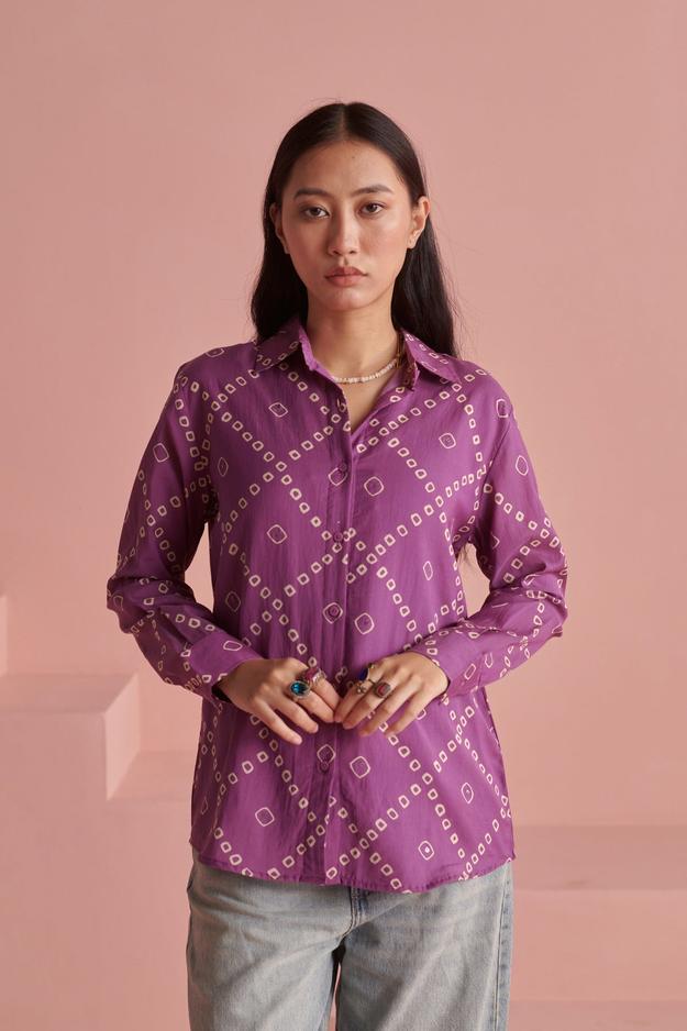 Purple Bandhej Shirt