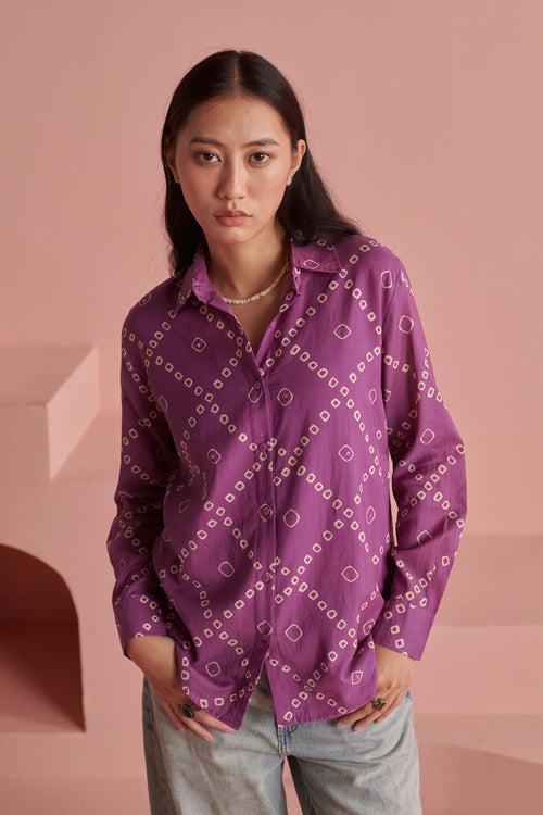 Purple Bandhej Shirt