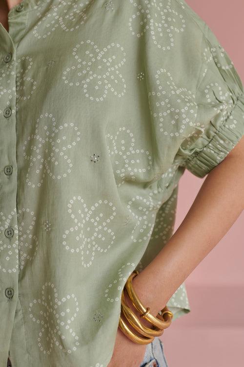 Green Bandhej Oversized Shirt