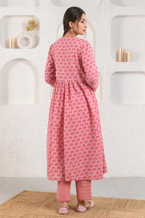 Pink Gathered Kurta