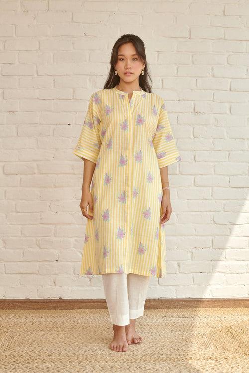 Yellow Voila Kaftan Kurta Set