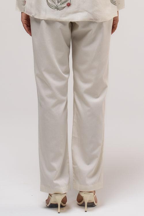 White Cotton Silk Pants