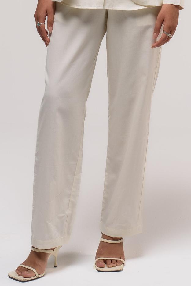 White Cotton Silk Pants