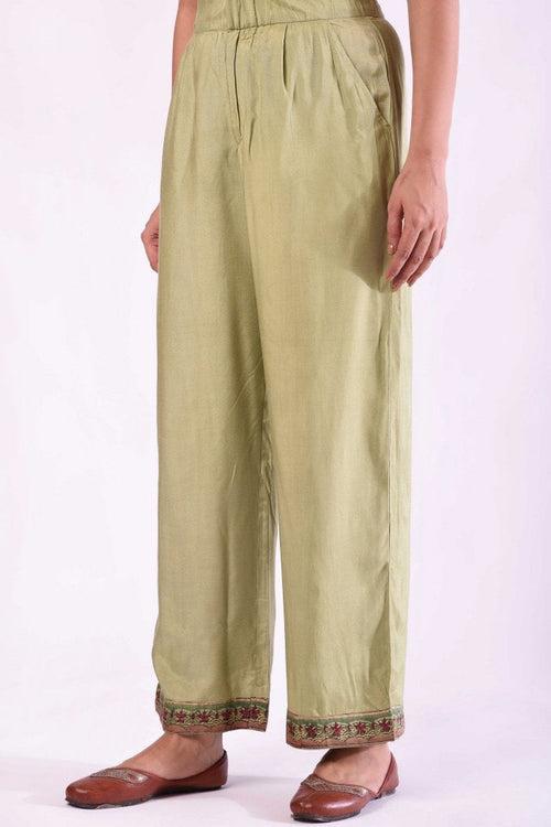 Green Wide Pants