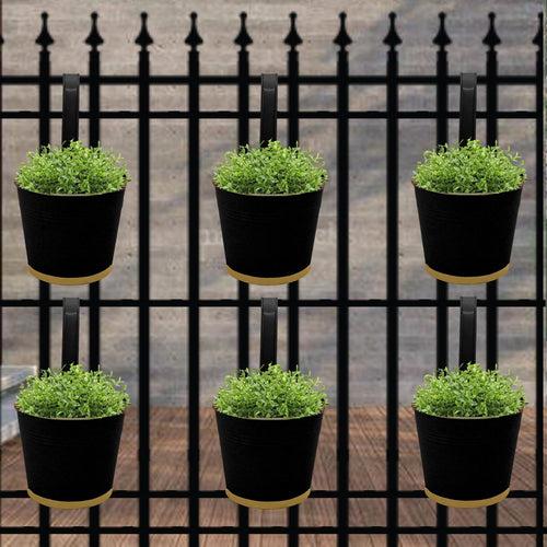 Round Black/Gold 7" Balcony Railing Planter