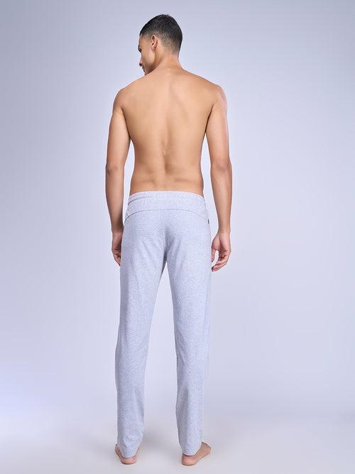 Super Combed Cotton Side Sew Panel Smart Fit  Zipper Pocket Track Pant Grey Melange-ETK3