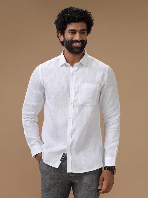 Mens 100% Pure Linen White Shirt 5445