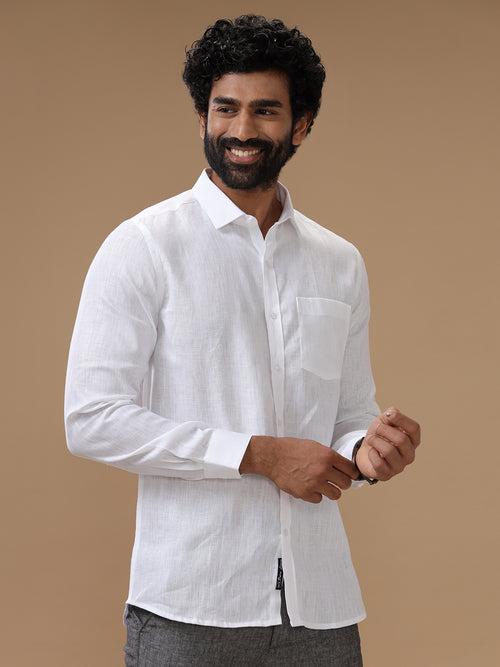 Mens 100% Pure Linen White Shirt 5445