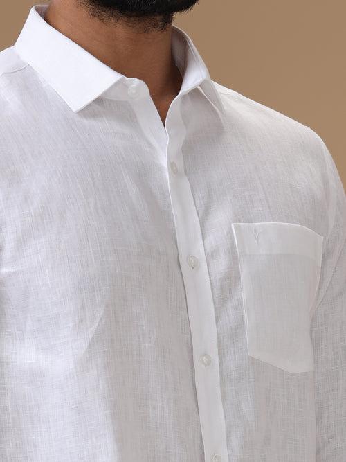 Mens 100% Pure Linen White Shirt 5445