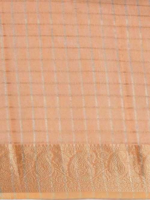 Women Semi Cotton Lite Orange Weaving Saree -SCS64