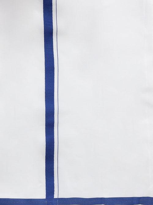 Mens  Cotton rich Blue bordre white Dhoti-Marina