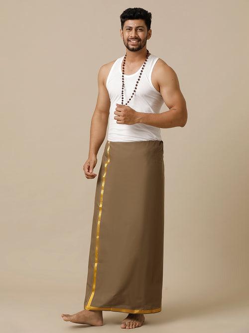 Mens Color Dhoti with 3/4" Gold Jari Border Cosmic 12 (BUT)