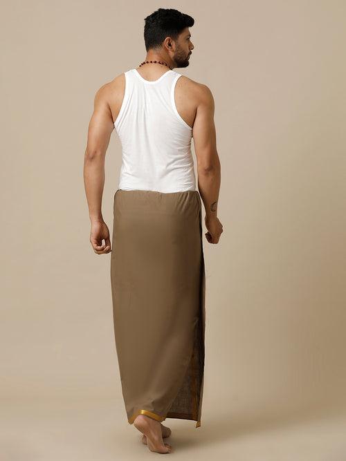 Mens Color Dhoti with 3/4" Gold Jari Border Cosmic 12 (BUT)