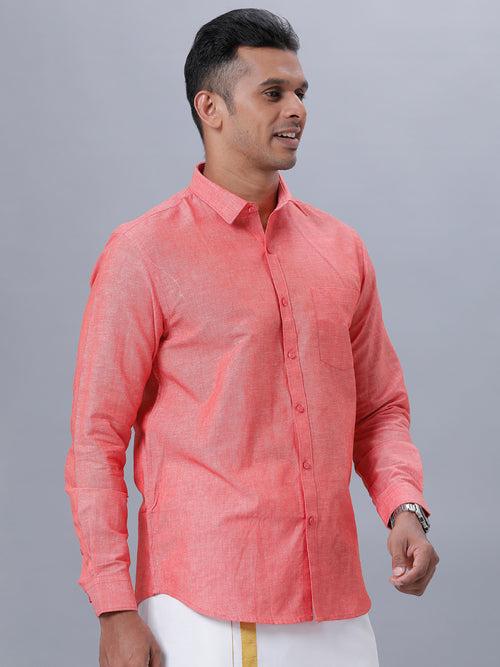 Mens Linen Cotton Formal Shirt Pink LF5