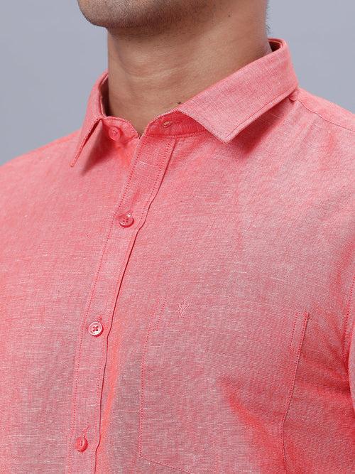 Mens Linen Cotton Formal Shirt Pink LF5