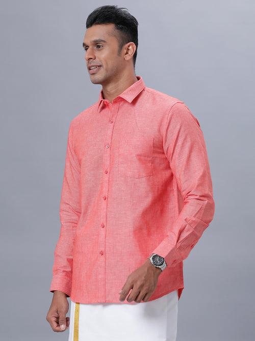 Mens Linen Cotton Formal Shirt Pink LF5