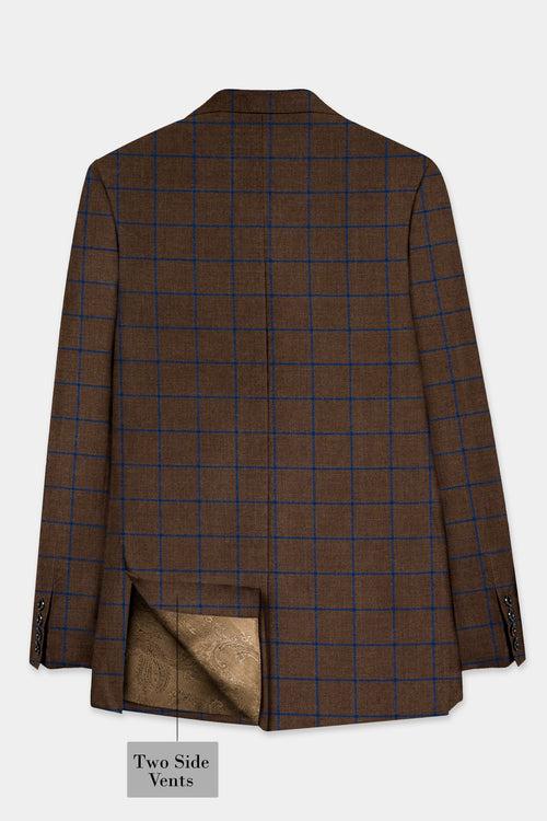 Bistre Brown with Catalina Blue Windowpane Tweed Blazer