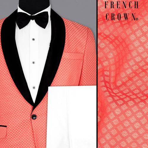 Bittersweet Pink Textured Designer Tuxedo Suit