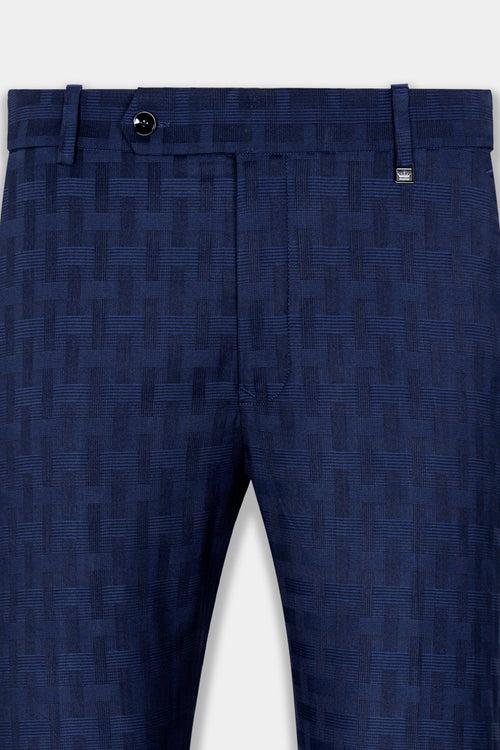 Haiti Blue Wool Rich Cross Placket Bandhgala Suit