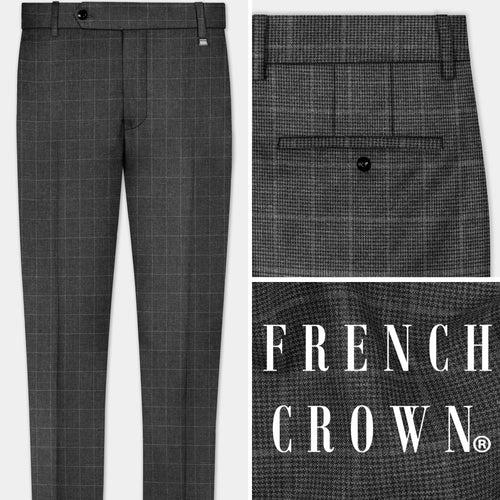 Iridium Gray Plaid Wool Blend Pant