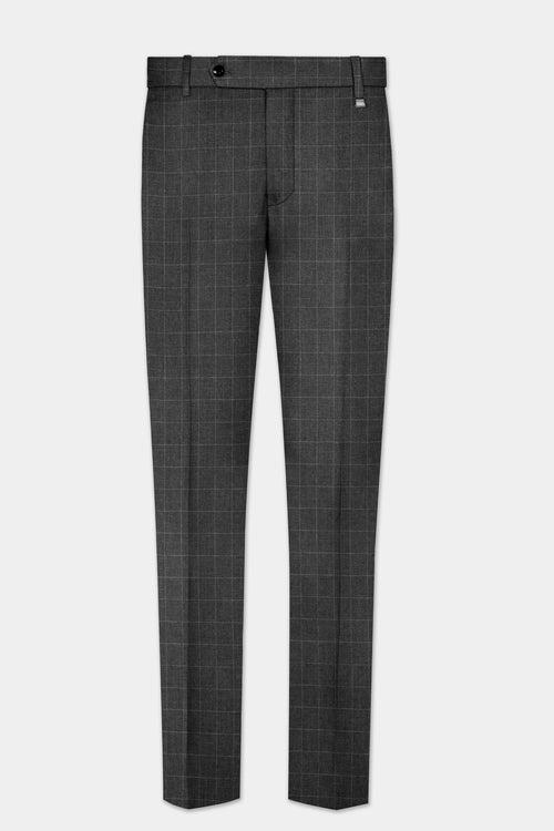 Iridium Gray Plaid Wool Blend Pant