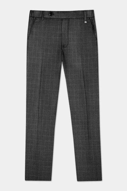 Iridium Gray Plaid Wool Blend Pant